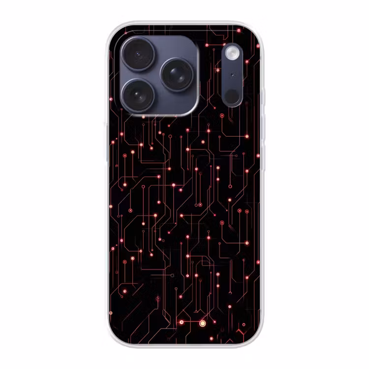 Gaming - Lijnen - Netwerk - Stippen - Rood Telefoonhoesje iPhone 17 Pro klein -3d