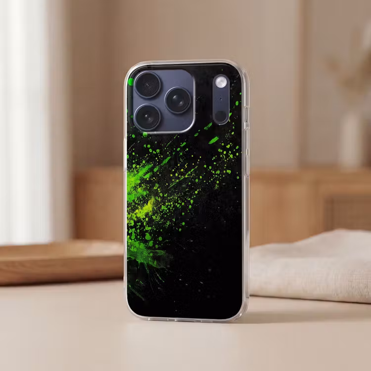 Gaming - Spetters - Groen - Chaotisch - Groen Telefoonhoesje iPhone 17 Pro klein -sfeer2