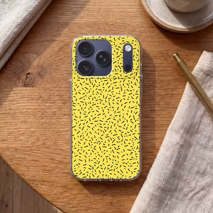 Gaming - Stippen - Strepen - Geel Telefoonhoesje iPhone 17 Pro klein -sfeer1