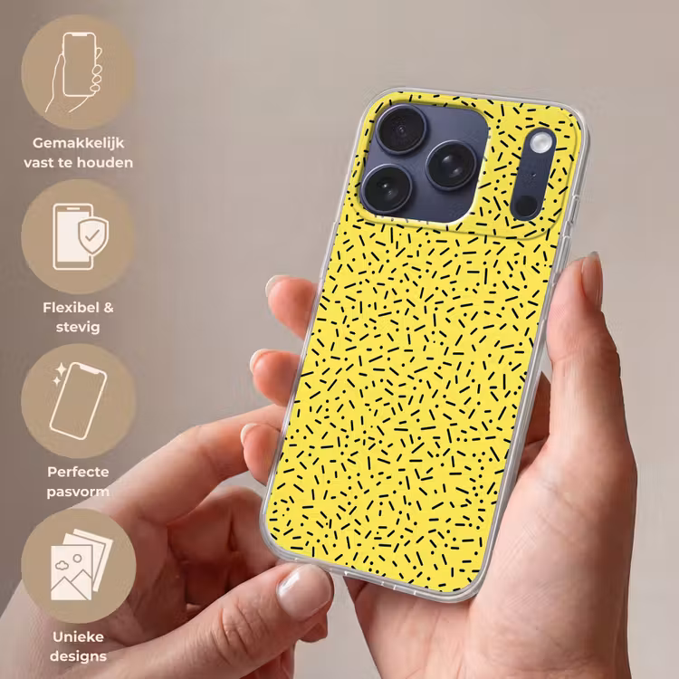 Gaming - Stippen - Strepen - Geel Telefoonhoesje iPhone 17 Pro klein -sfeer3_NL
