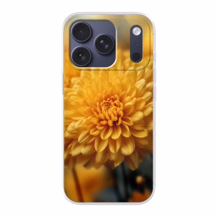 Geel - Chrysant - Zachtheid Telefoonhoesje iPhone 17 Pro klein -3d