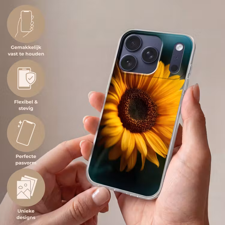 Geel - Zonnebloem - Zomers Telefoonhoesje iPhone 17 Pro klein -sfeer3_NL