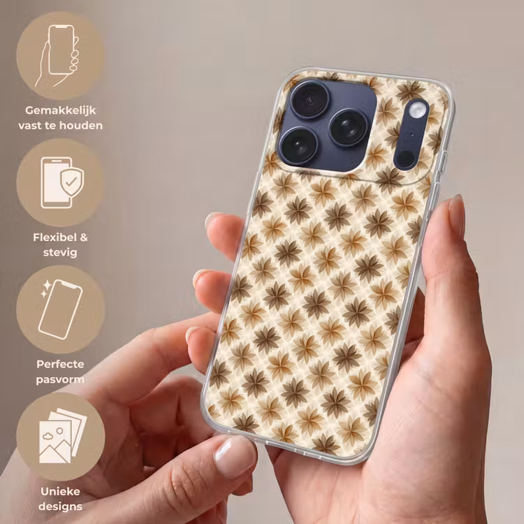 Geografisch - Patroon - Bruin Telefoonhoesje iPhone 17 Pro klein 878 -sfeer3_NL