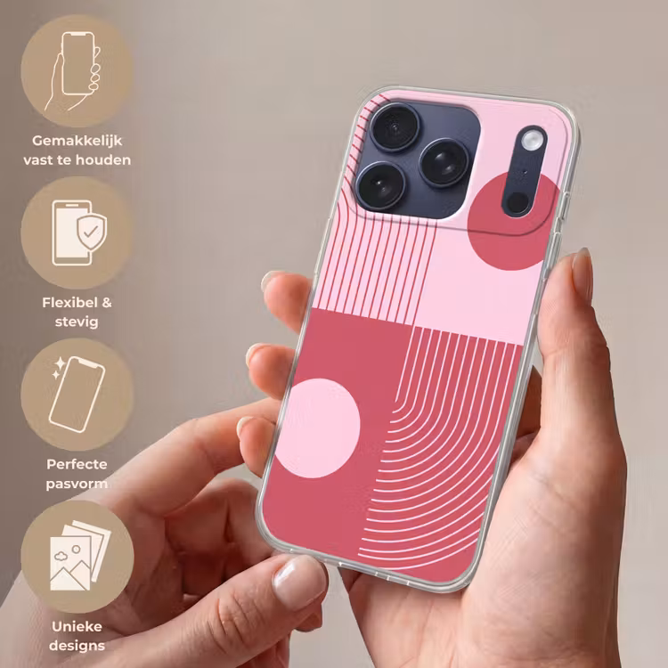 Geometrie - Patroon - Abstract - Roze - Modern Telefoonhoesje iPhone 17 Pro klein -sfeer3_NL