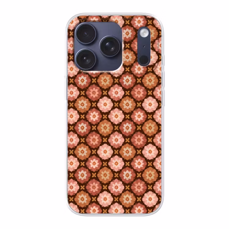 Geometrisch - Bloemen - Kleurrijk Telefoonhoesje iPhone 17 Pro klein 878 -3d