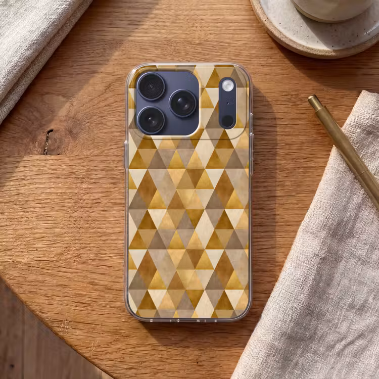 Geometrisch - Driehoek - Goud Telefoonhoesje iPhone 17 Pro klein 878 -sfeer1