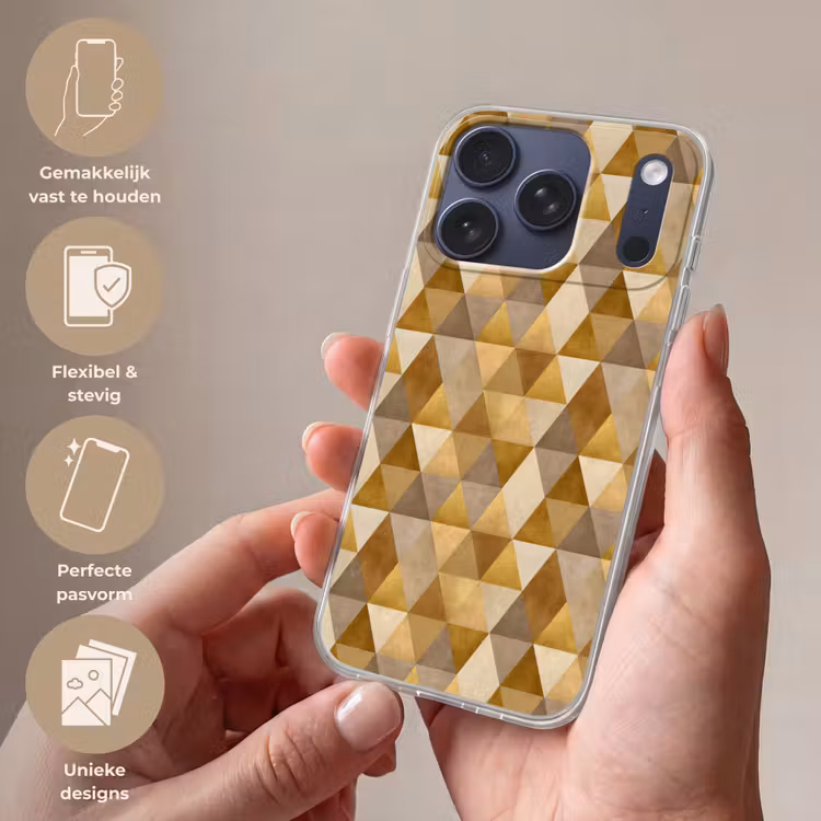 Geometrisch - Driehoek - Goud Telefoonhoesje iPhone 17 Pro klein 878 -sfeer3_NL