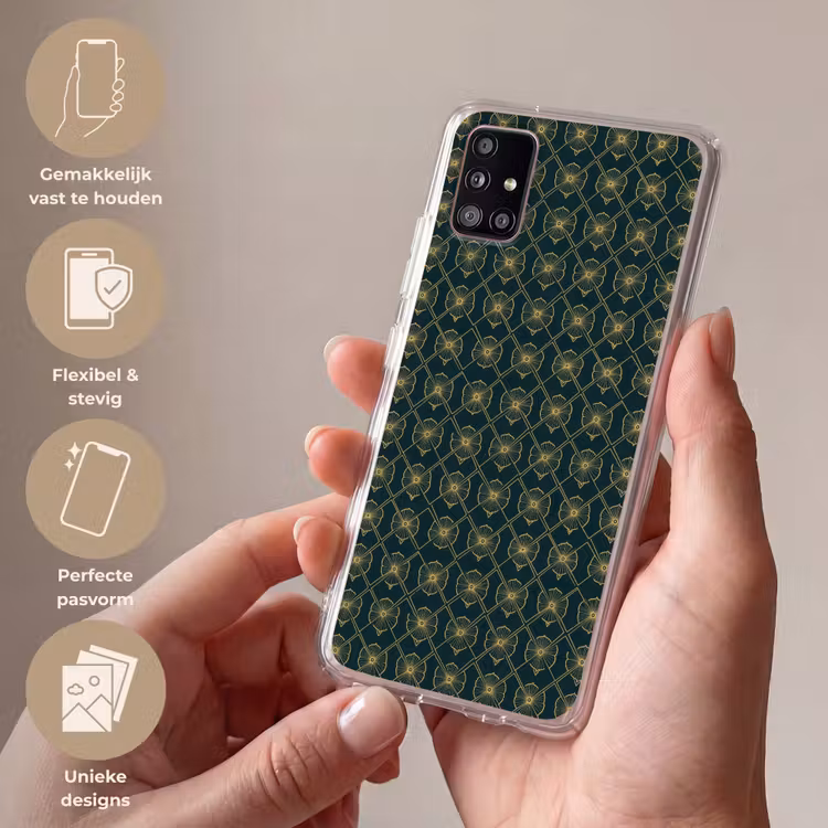 Geometrisch - Elegant - Groen Telefoonhoesje Samsung Galaxy A51 5G klein 373 -sfeer3_NL