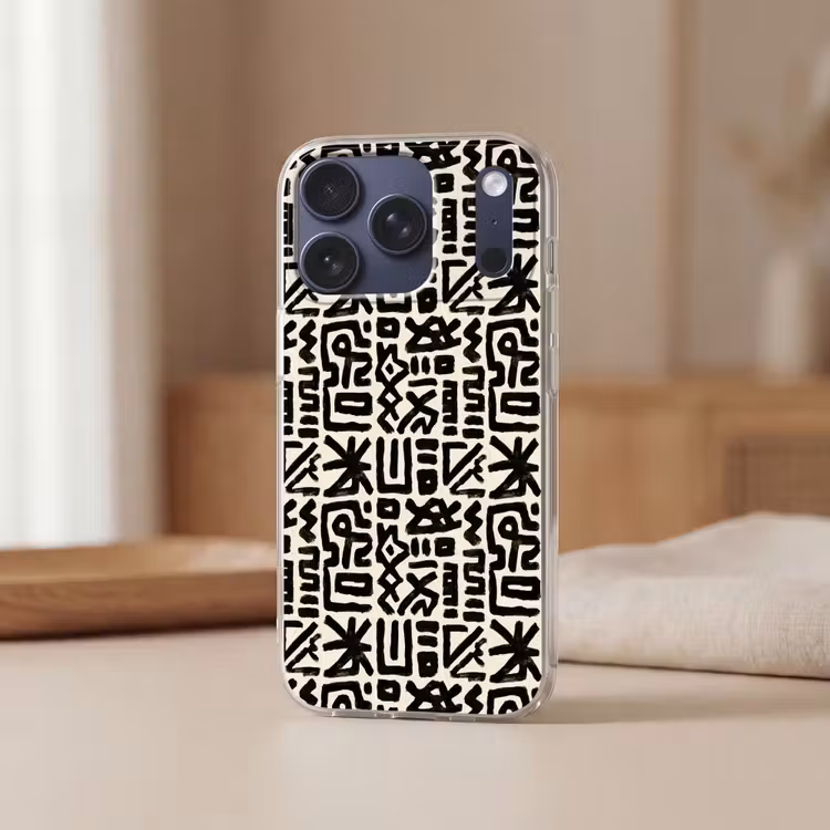 Geometrisch - Figuren - Zwart Telefoonhoesje iPhone 17 Pro klein 878 -sfeer2