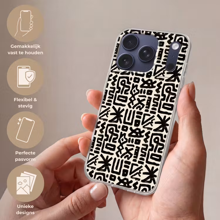Geometrisch - Figuren - Zwart Telefoonhoesje iPhone 17 Pro klein 878 -sfeer3_NL