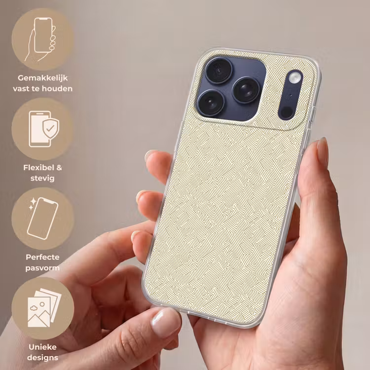 Geometrisch - Lijnen - Groen Telefoonhoesje iPhone 17 Pro klein 878 -sfeer3_NL