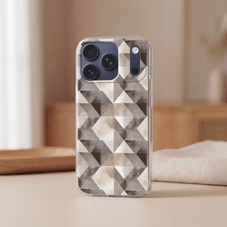 Geometrisch - Motief - Aardetinten Telefoonhoesje iPhone 17 Pro klein 878 -sfeer2
