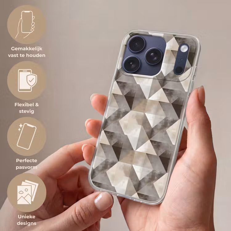 Geometrisch - Motief - Aardetinten Telefoonhoesje iPhone 17 Pro klein 878 -sfeer3_NL