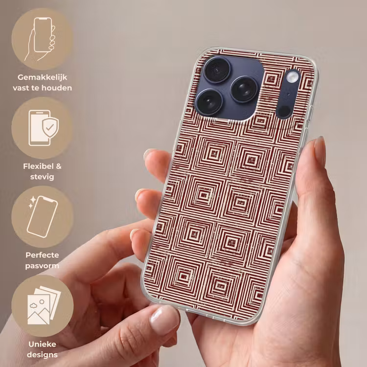 Geometrisch - Patroon - Rood Telefoonhoesje iPhone 17 Pro klein 878 -sfeer3_NL