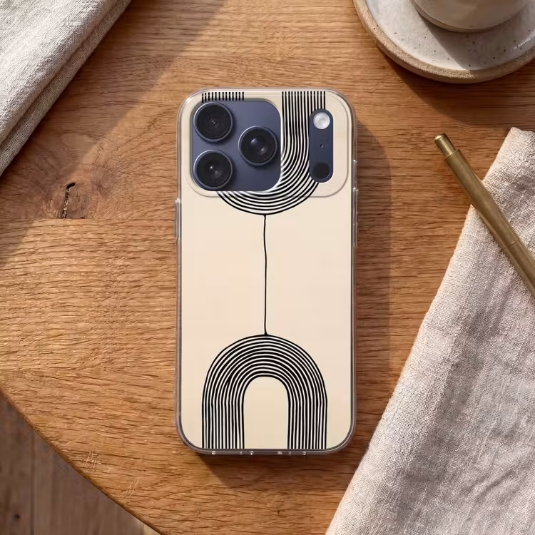 Geometrische bogen - Minimalistisch - Symmetrisch Telefoonhoesje iPhone 17 Pro klein -sfeer1