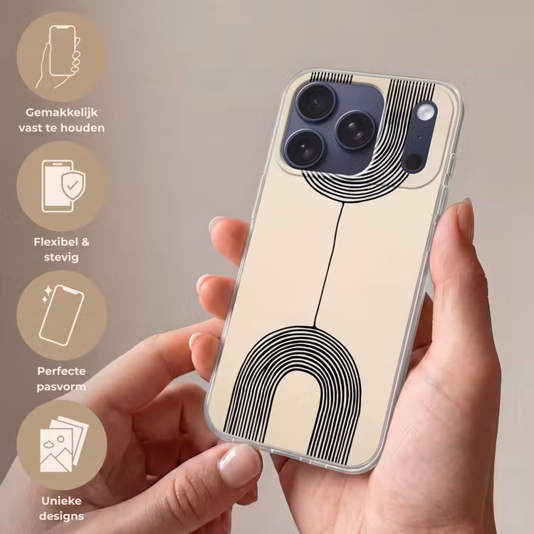 Geometrische bogen - Minimalistisch - Symmetrisch Telefoonhoesje iPhone 17 Pro klein -sfeer3_NL