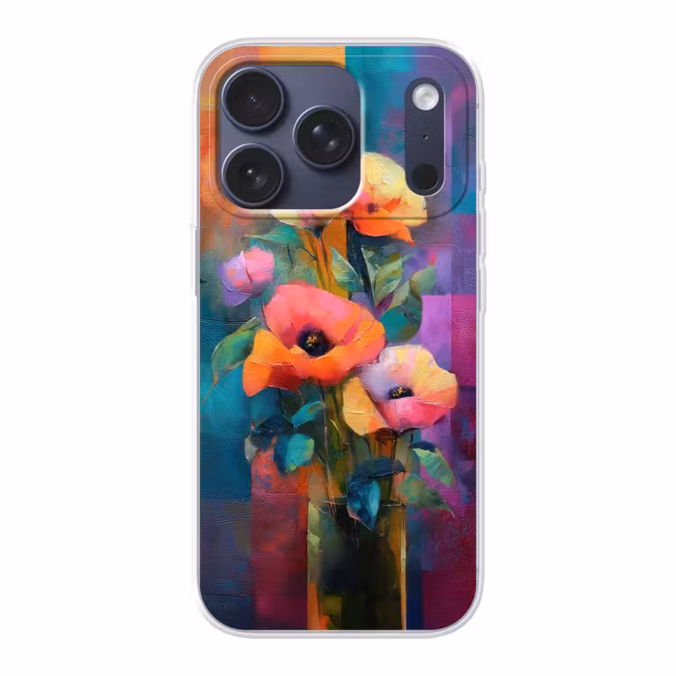 Geometrische kleurvlaken - Modern - Fantasiebloemen Telefoonhoesje iPhone 17 Pro klein -3d