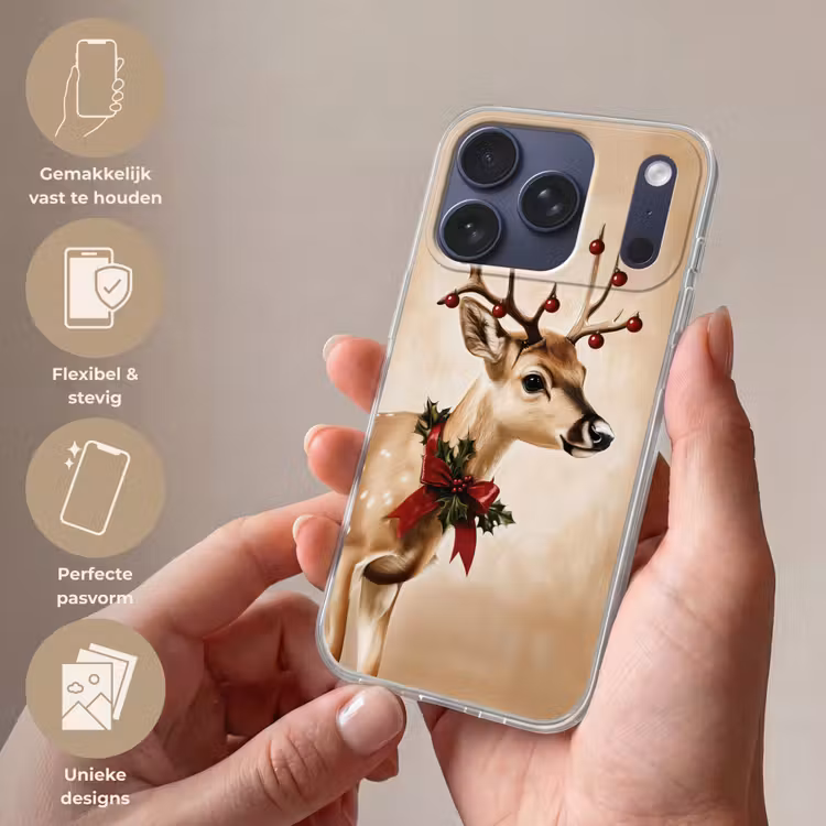 Gewei - Kerst - Rendier - Rood Telefoonhoesje iPhone 17 Pro klein -sfeer3_NL