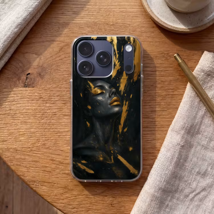 Gezicht - Vrouw - Verfspatten - Abstract Telefoonhoesje iPhone 17 Pro klein -sfeer1