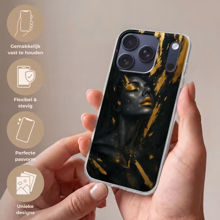 Gezicht - Vrouw - Verfspatten - Abstract Telefoonhoesje iPhone 17 Pro klein -sfeer3_NL