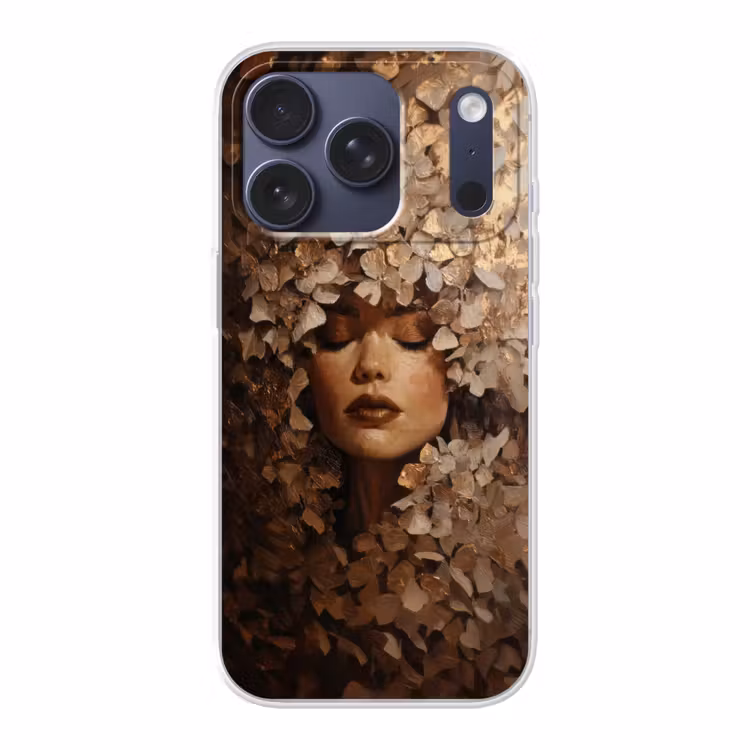 Gezicht - Vrouwe - Bladeren - Penseelstreken Telefoonhoesje iPhone 17 Pro klein -3d