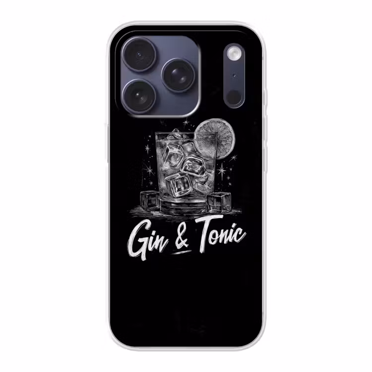 Gin en tonic - Glas - Limoen - Ijsblokjes Telefoonhoesje iPhone 17 Pro klein -3d