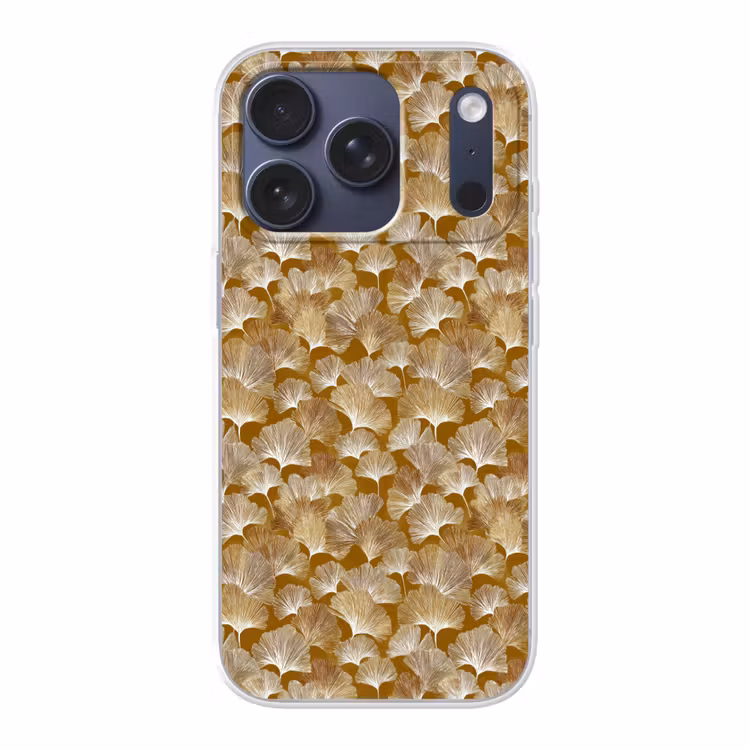 Ginkgo - Bladeren - Goud Telefoonhoesje iPhone 17 Pro klein 878 -3d