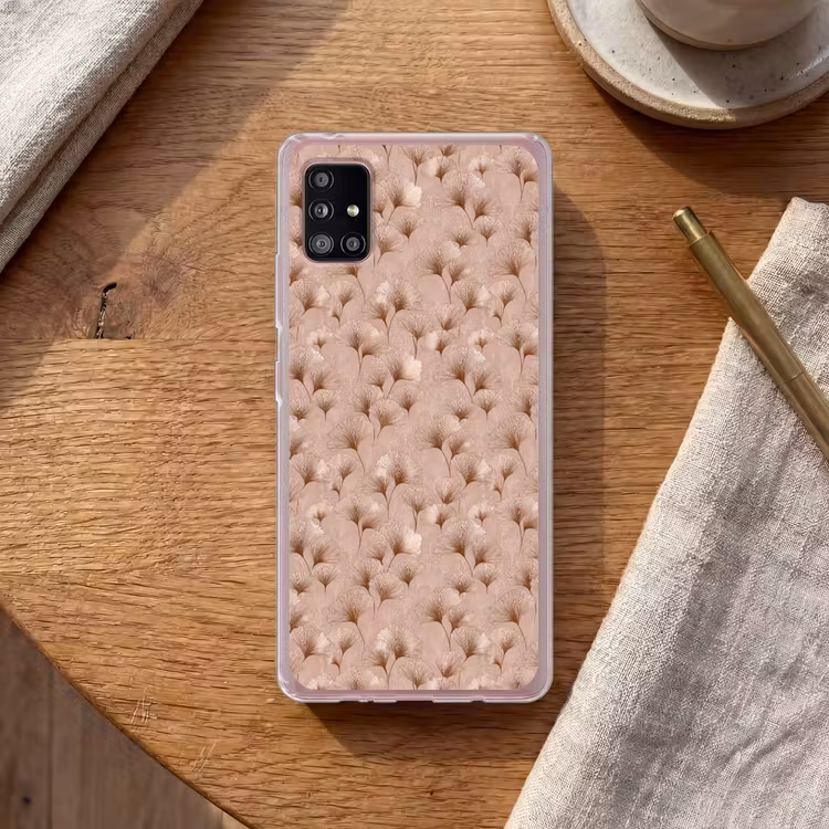Ginkgo - Patroon - Roze Telefoonhoesje Samsung Galaxy A51 5G klein 373 -sfeer1