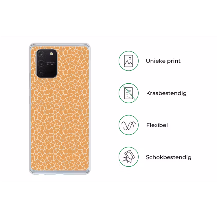 Giraf - Oranje - Patroon Telefoonhoesje Samsung Galaxy S10 Lite klein 364 -specsS10Lite
