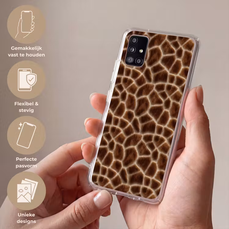 Giraf - Vacht - Bruin Telefoonhoesje Samsung Galaxy A51 5G klein 373 -sfeer3_NL