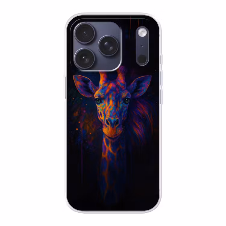 Giraffe - Gekleurd - Verfspatten Telefoonhoesje iPhone 17 Pro klein -3d