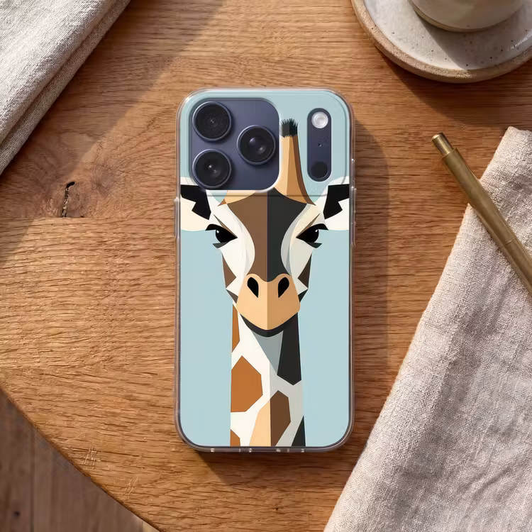 Giraffe - Illustratie - Bruin - Minimalistisch Telefoonhoesje iPhone 17 Pro klein -sfeer1