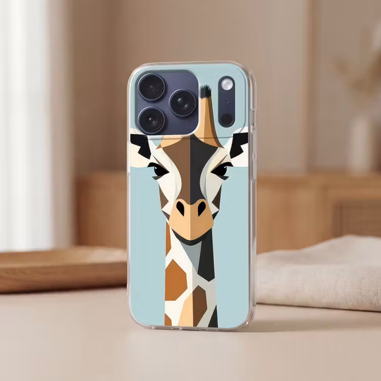 Giraffe - Illustratie - Bruin - Minimalistisch Telefoonhoesje iPhone 17 Pro klein -sfeer2