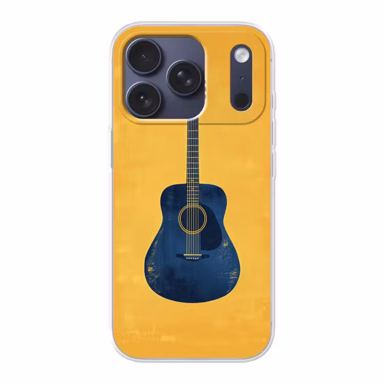 Gitaar - Akoestisch - Geel - Minimalistisch Telefoonhoesje iPhone 17 Pro klein -3d