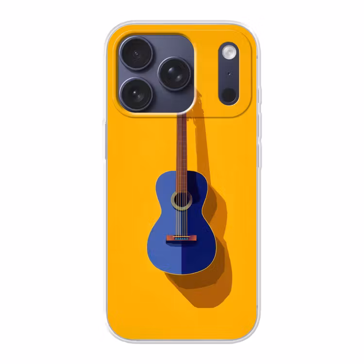 Gitaar - Akoestisch - Minimalistisch - Geel Telefoonhoesje iPhone 17 Pro klein -3d