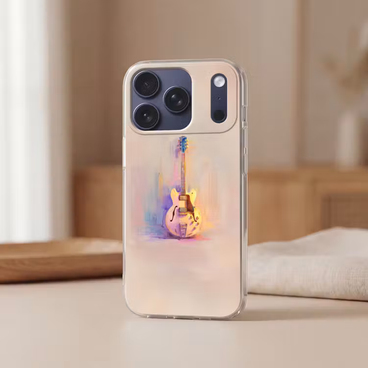 Gitaar - Pastel - Schilderachtig Telefoonhoesje iPhone 17 Pro klein -sfeer2