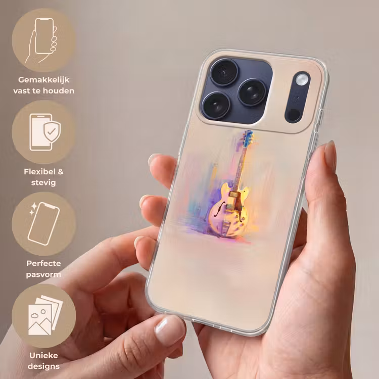 Gitaar - Pastel - Schilderachtig Telefoonhoesje iPhone 17 Pro klein -sfeer3_NL