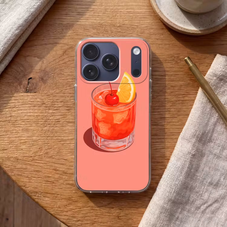 Glas - Ijsblokjes - Citroen - Kers Telefoonhoesje iPhone 17 Pro klein -sfeer1
