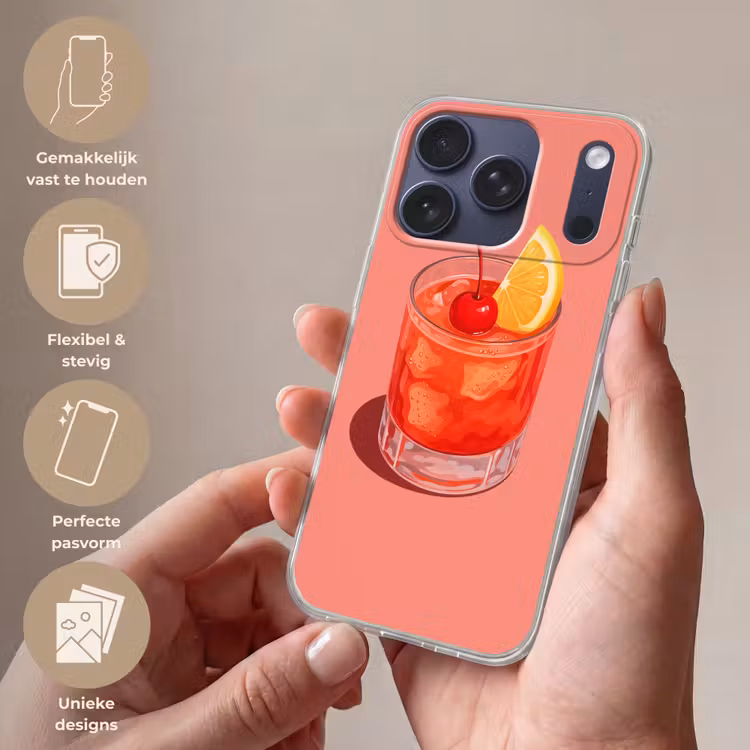 Glas - Ijsblokjes - Citroen - Kers Telefoonhoesje iPhone 17 Pro klein -sfeer3_NL