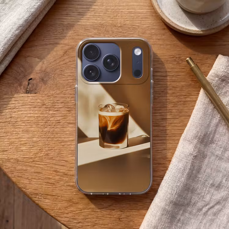 Glas - Ijskoffie - Schaduw - Bruin Telefoonhoesje iPhone 17 Pro klein -sfeer1
