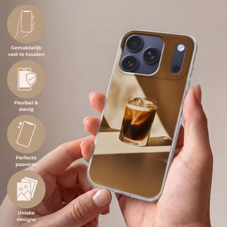 Glas - Ijskoffie - Schaduw - Bruin Telefoonhoesje iPhone 17 Pro klein -sfeer3_NL