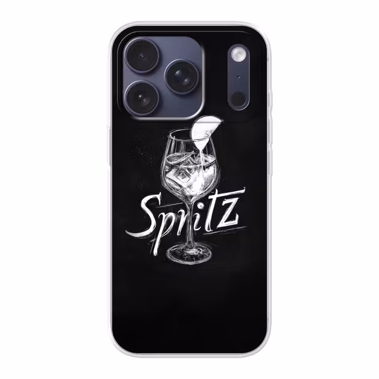 Glas spritz - Krijtletters - Ijsblokjes - Citroen Telefoonhoesje iPhone 17 Pro klein -3d