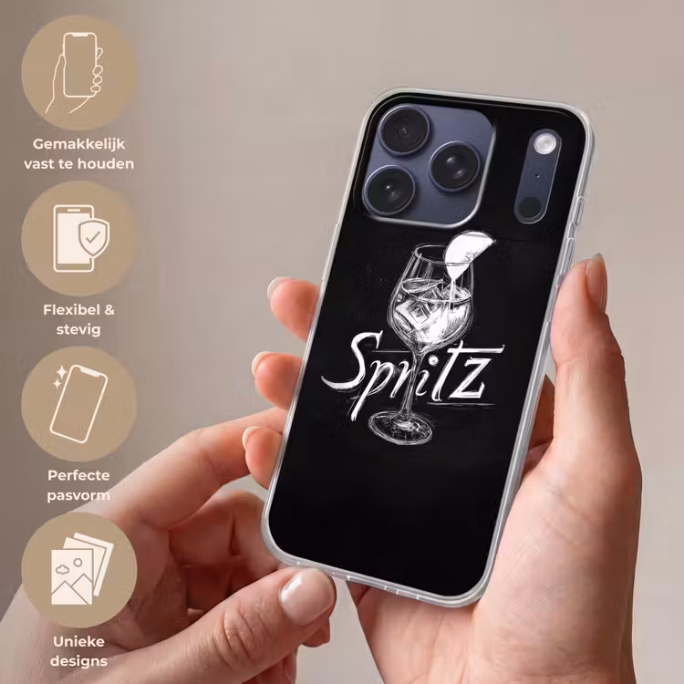 Glas spritz - Krijtletters - Ijsblokjes - Citroen Telefoonhoesje iPhone 17 Pro klein -sfeer3_NL