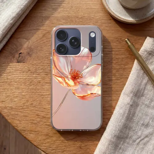 Glazen - Bloem - Roze Telefoonhoesje iPhone 17 Pro klein -sfeer1