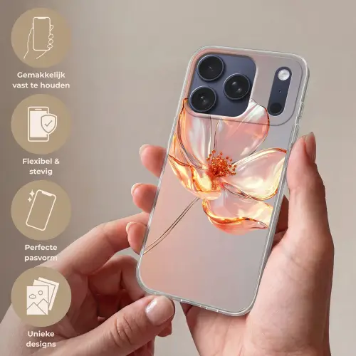 Glazen - Bloem - Roze Telefoonhoesje iPhone 17 Pro klein -sfeer3_NL