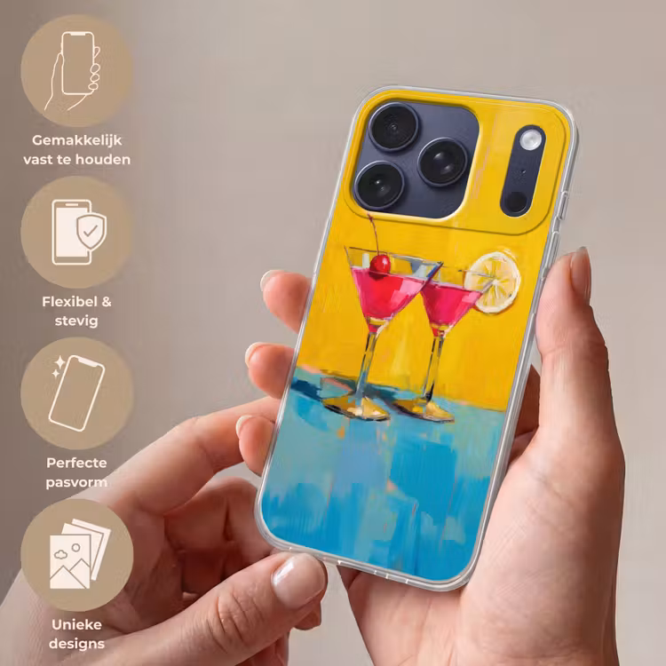 Glazen - Cocktail - Citroen - Kers Telefoonhoesje iPhone 17 Pro klein -sfeer3_NL