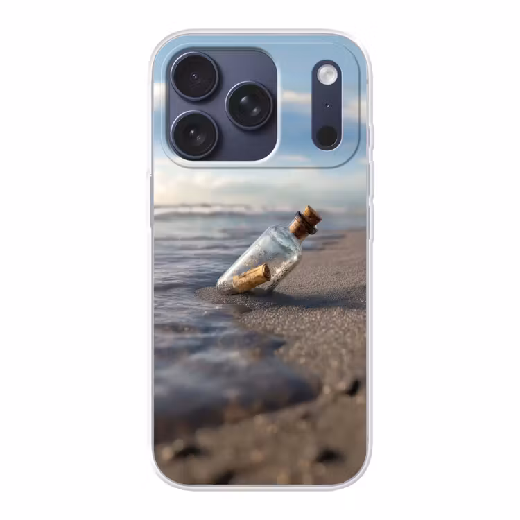 Glazenfles - Post - Zee - Zand Telefoonhoesje iPhone 17 Pro klein -3d