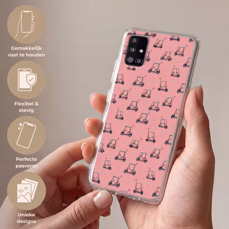 Golfkar - Retro - Roze Telefoonhoesje Samsung Galaxy A51 5G klein 373 -sfeer3_NL