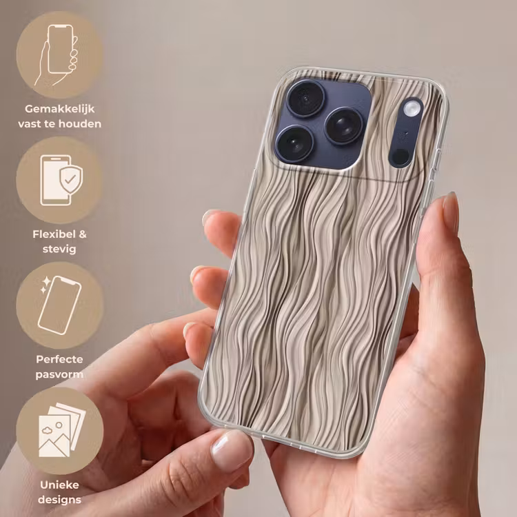 Golven - 3D - Crème Telefoonhoesje iPhone 17 Pro klein 878 -sfeer3_NL