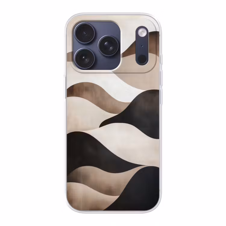 Golven - Abstract - Beige Telefoonhoesje iPhone 17 Pro klein -3d
